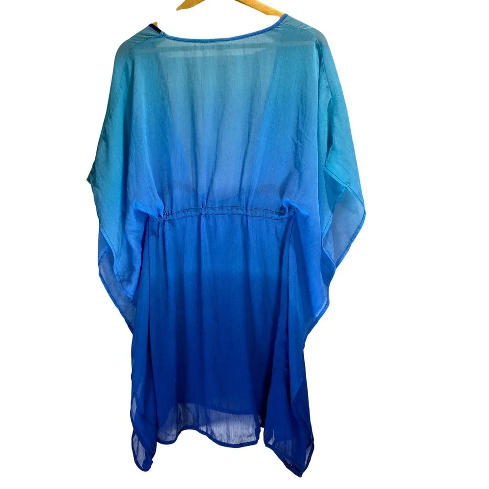 Blue by Rod Beattie Large Sheer Swim Cover-Up | Ombre Blue Beach Tunic Pool Swim - Picture 6 of 9
